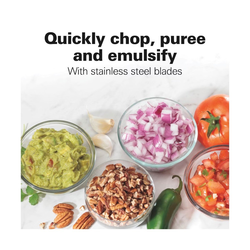 Hamilton Beach Stack & Press Chopper – 3 Cup, Gray, Dishwasher-Safe