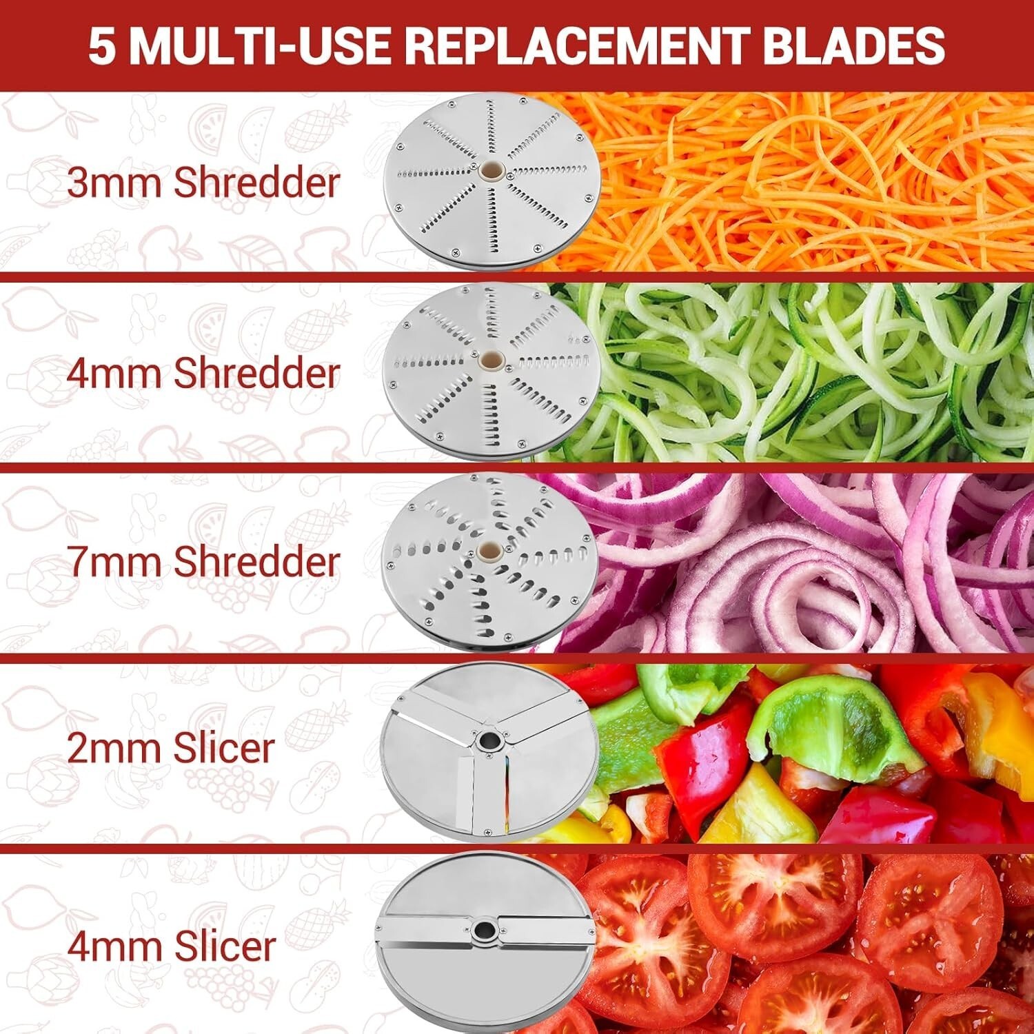 Electric Vegetable Slicer 5 in 1 Food Cutter 200W Vegetable Chopper Dicer