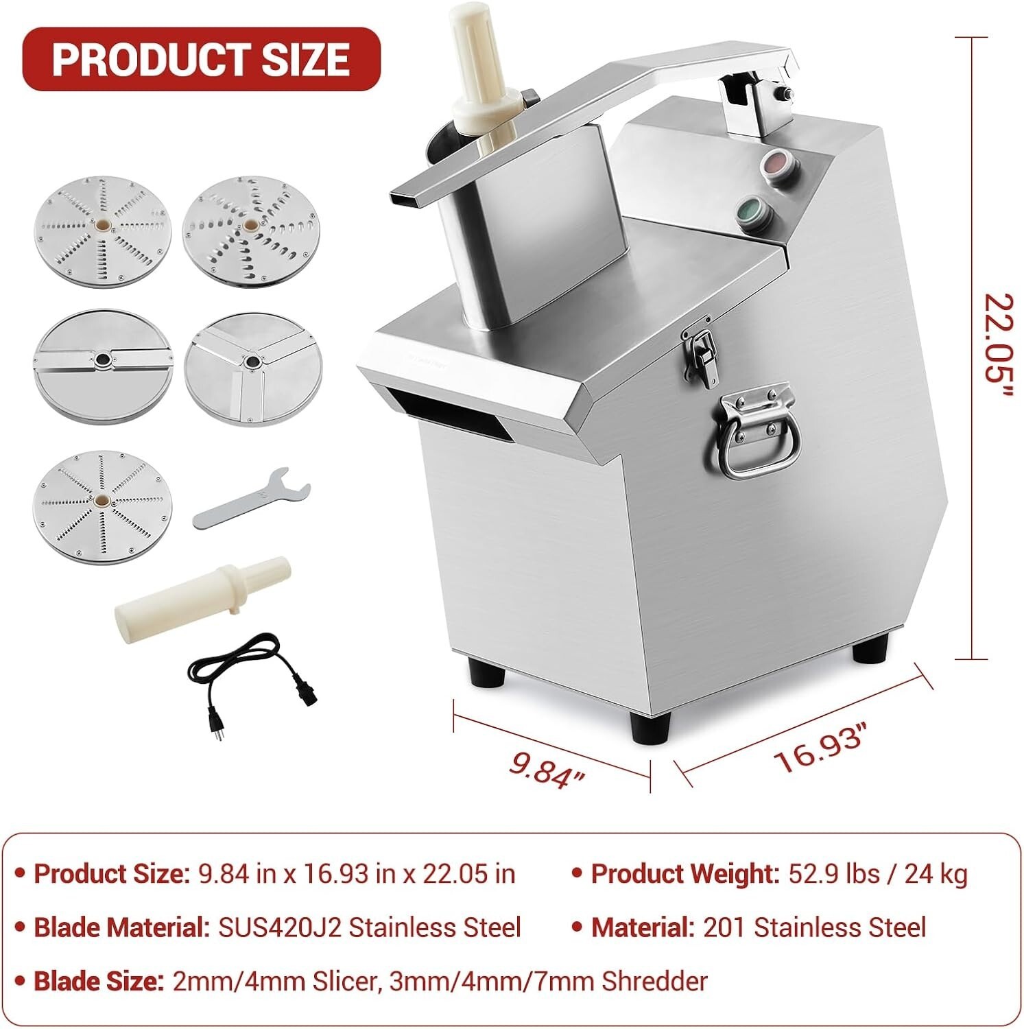 Electric Vegetable Slicer 5 in 1 Food Cutter 200W Vegetable Chopper Dicer