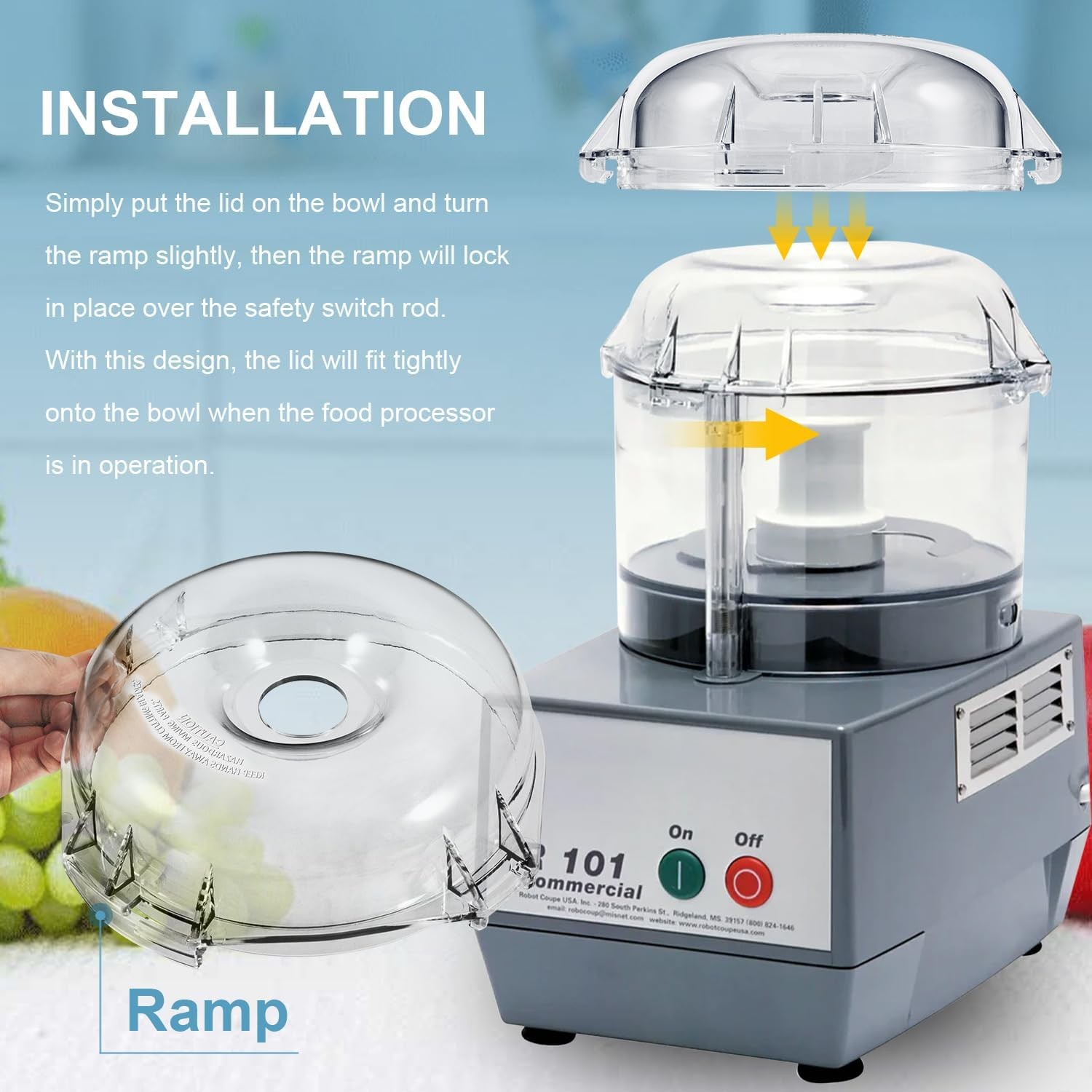 for Robot Coupe 106458S,R100B R100BCLR R2 Food Processor Mixer Cutter Bowl Lid