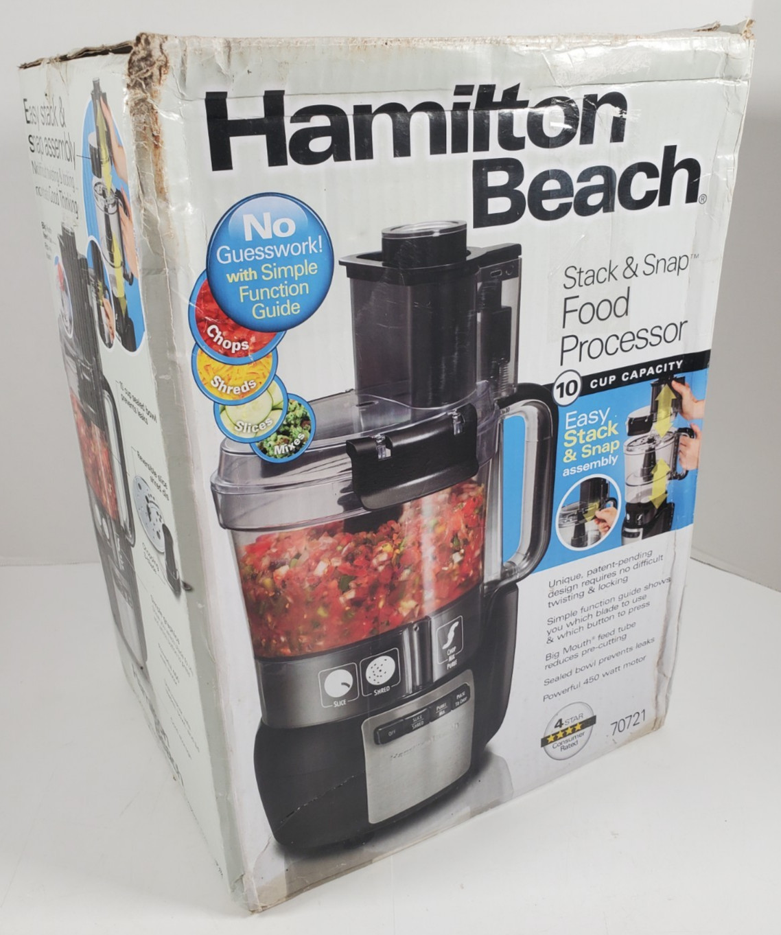 Hamilton Beach 70721 Stack and Snap Food Processor 10-Cup | Black NEW