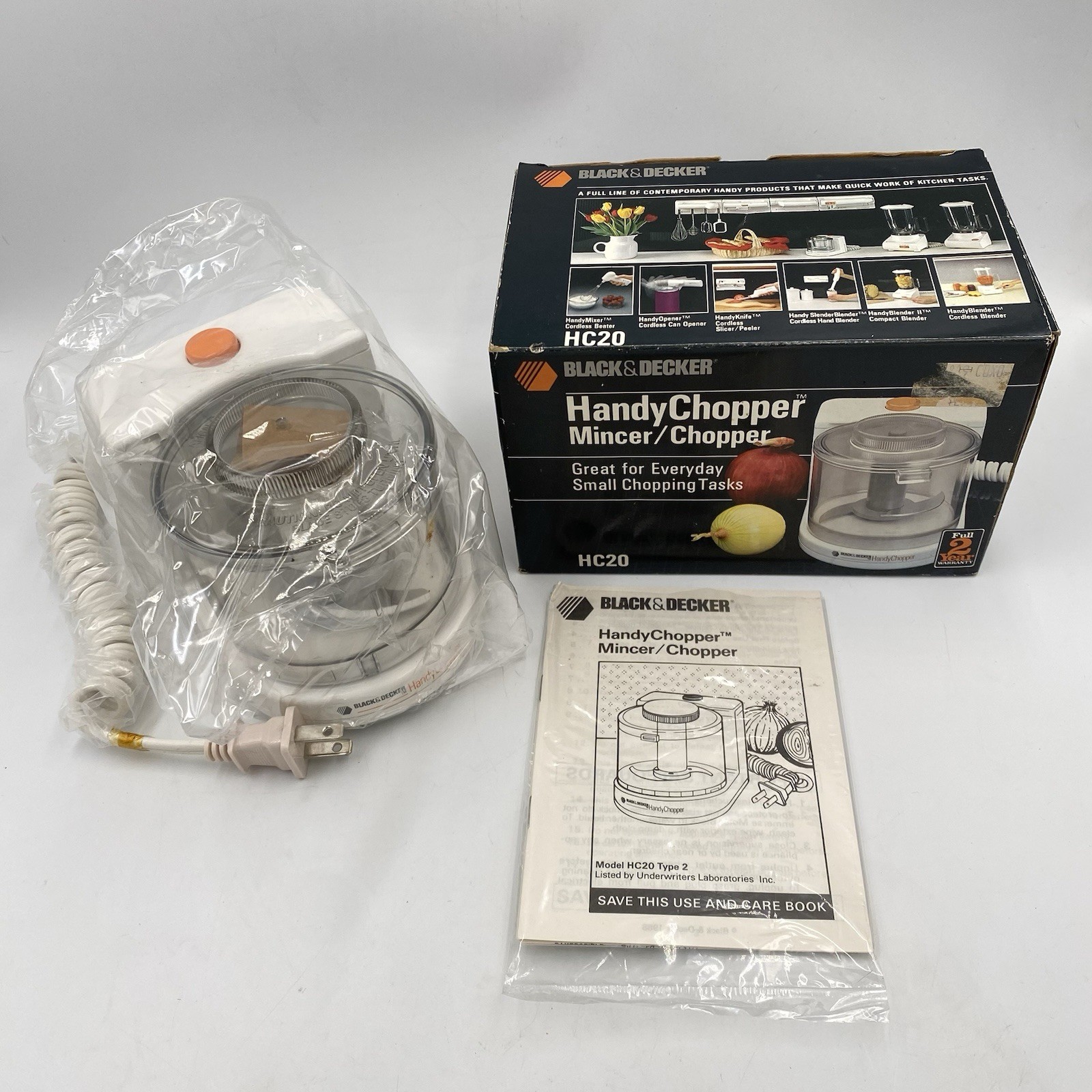 Black & Decker Handy Chopper Mincer HC20 Small Mini Food Processor 1987 VTG NEW