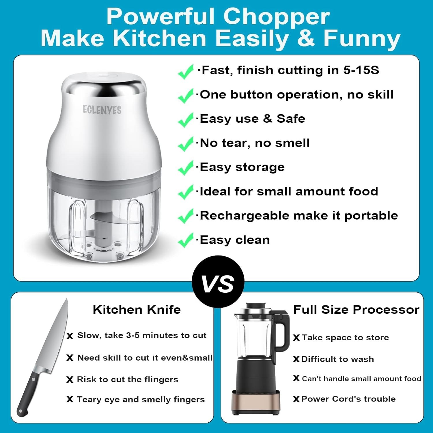 Portable Electric Garlic Crusher with Stainless Steel Blades – Easy to Clean