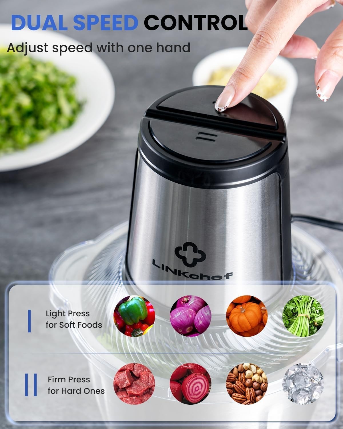 LINKChef 6 Cup Food Processor 250W Electric Meat Grinder Vegetable Chopper