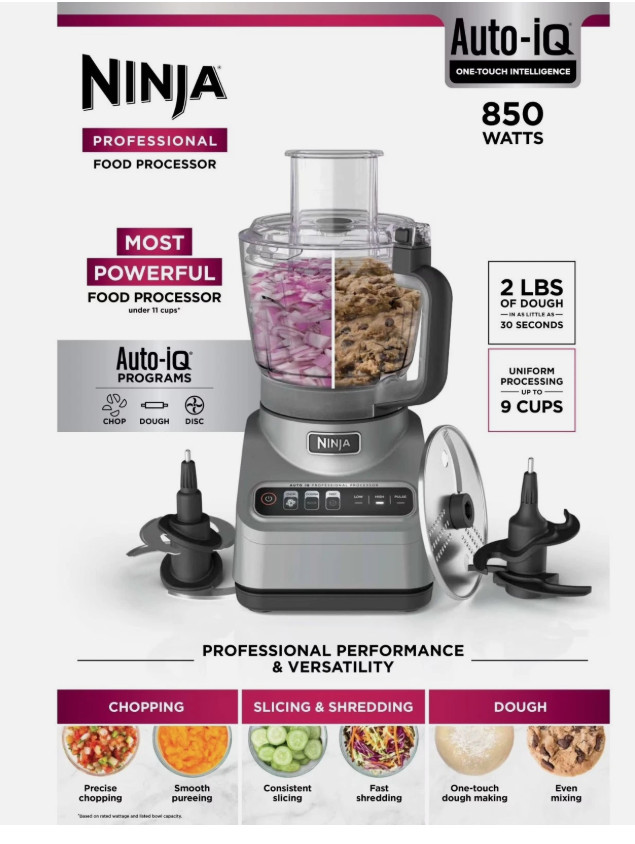 Ninja BN601 Professional Plus Food Processor 1000 Watts Auto-iQ (9A-OB) BN600…