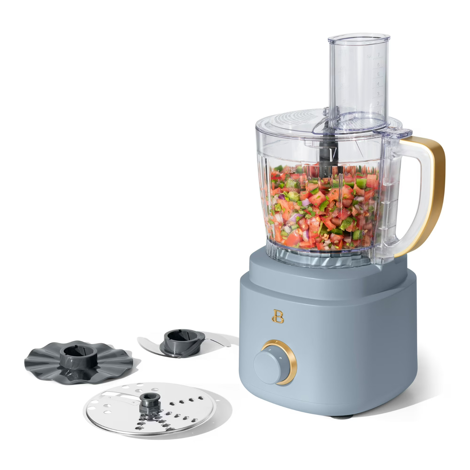 FREE SHIPPING! Beautiful 10-Cup Food Processor with Accessories, Cornflower Blue