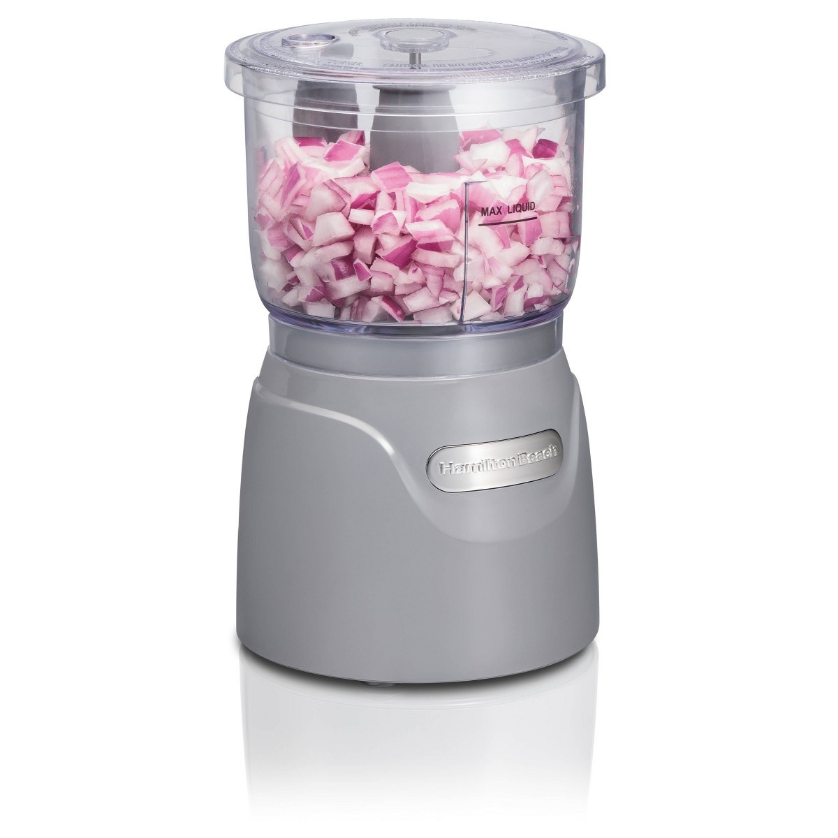 3-Cup Stack & Press Food Chopper, Gray, Compact Veggie Processor,Dishwasher Safe