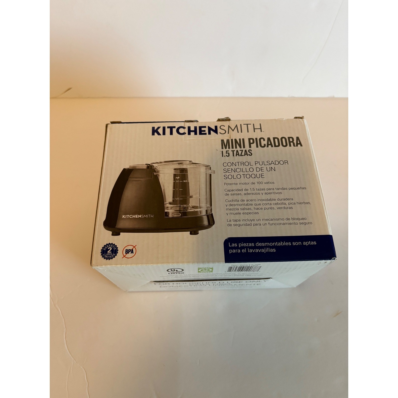 KitchenSmith 1.5 Cup Mini Chopper Black Food Processor 100W One Touch Pulse