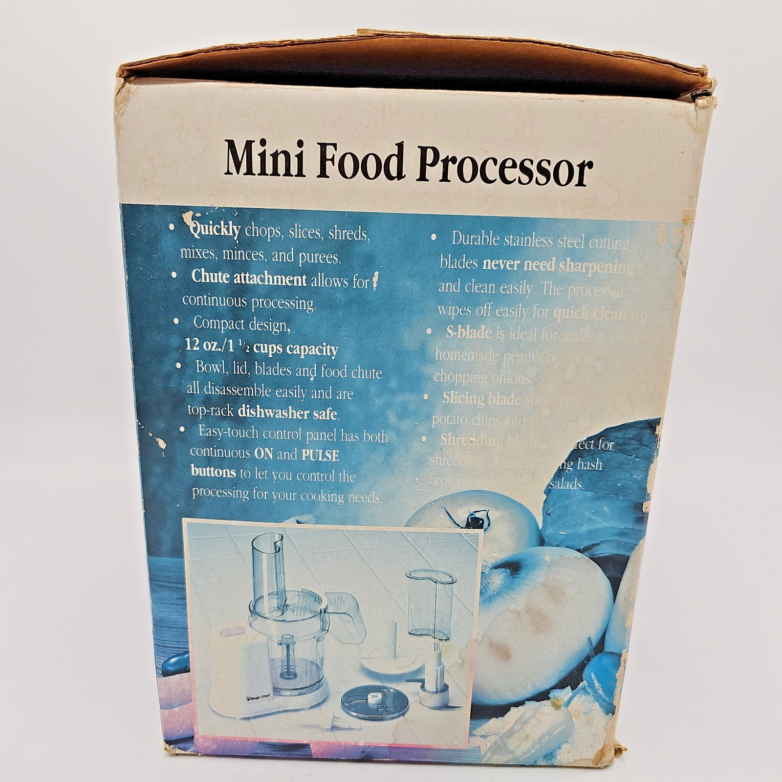 Magic Chef Mini Food Processor Compact 1-1/2C/12oz Capacity Chops Slices Shreads