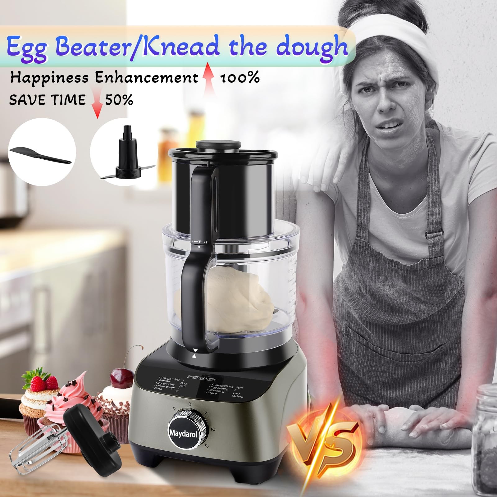 11 in 1 Food Processor Blender Combo,51oz Juice Blender, large Chute 14cup Fo…