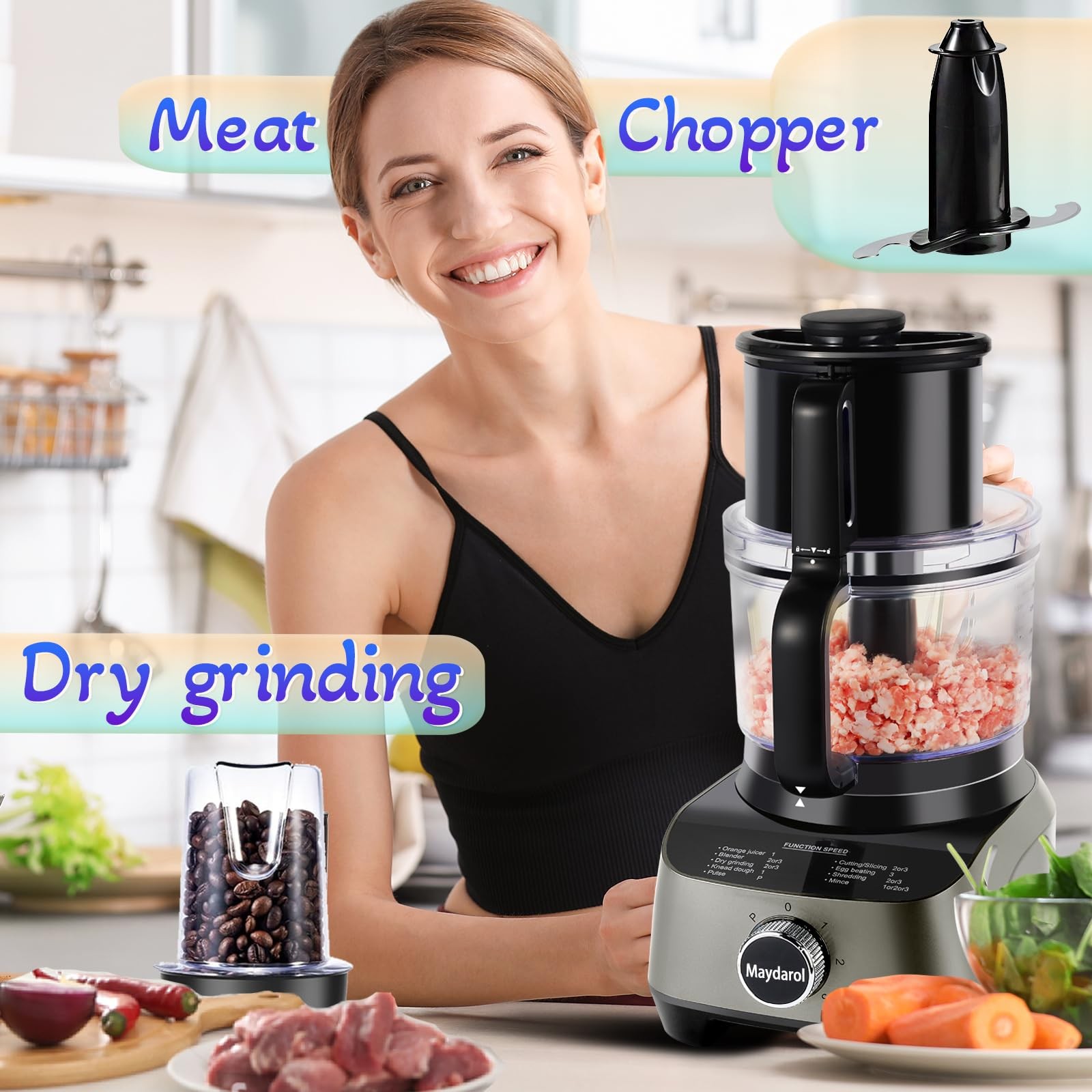 11 in 1 Food Processor Blender Combo,51oz Juice Blender, large Chute 14cup Fo…