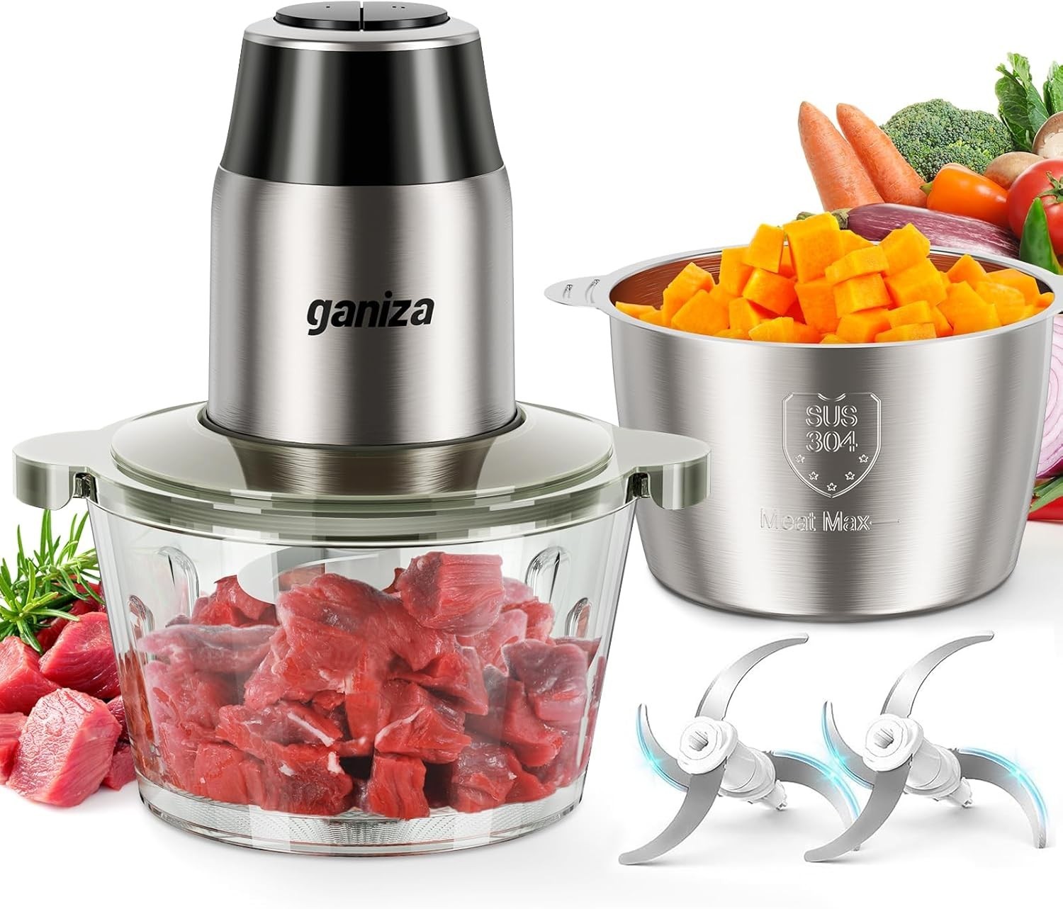 Versatile 2-in-1 Electric Food Chopper with Meat and Veggie Grinding Capability