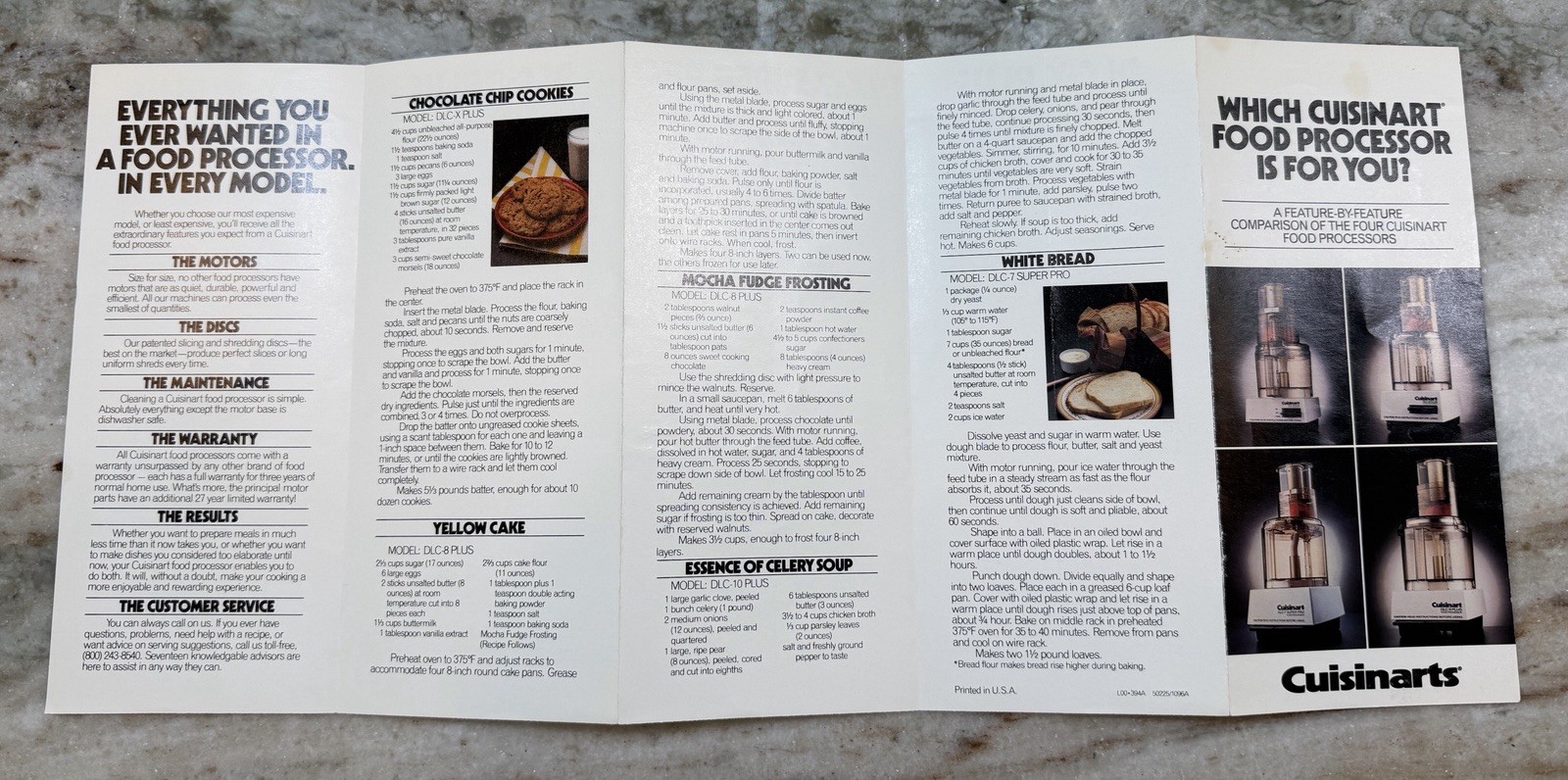 Vtg Cuisinart Food Processor DLC-7e Manual Recipes (Paperwork Only)Receipt 1986