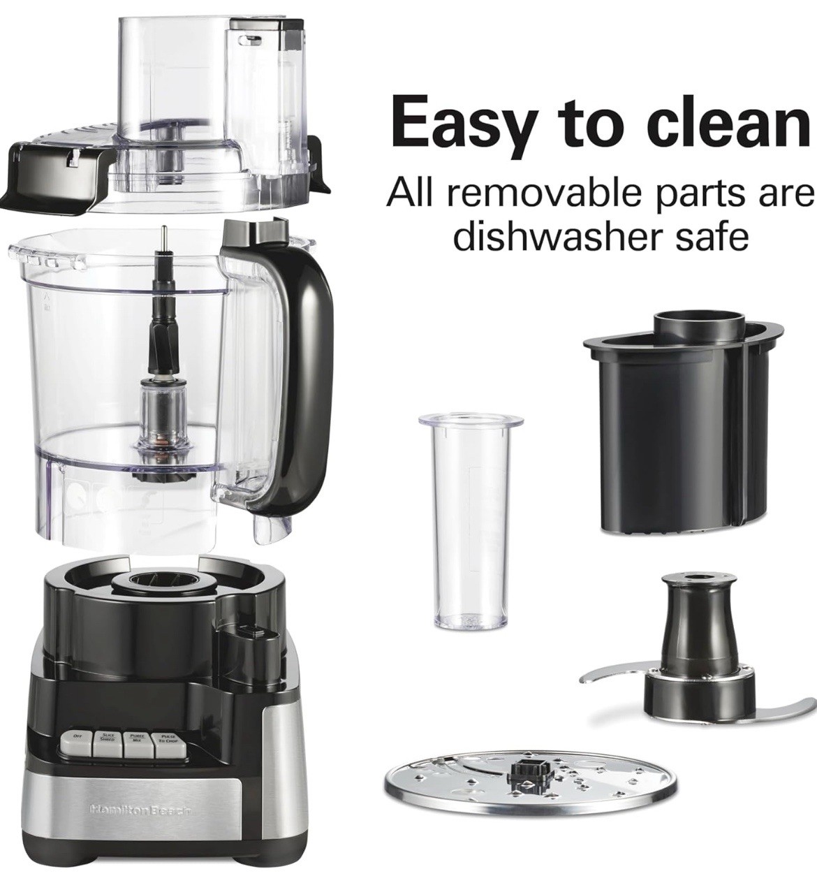 Hamilton Beach 70725A 12 cup Full-Size Food Processor – Black/Silver