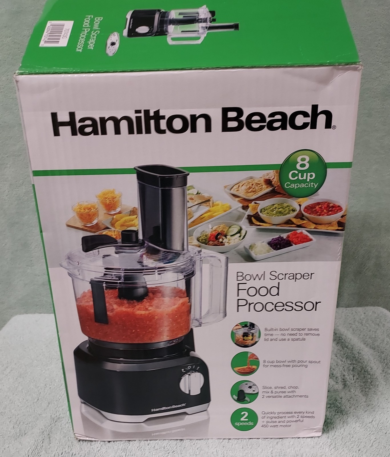 Hamilton Beach Model 70743G 8 Cup Food Processor w/Bowl Scrapper – Open Box