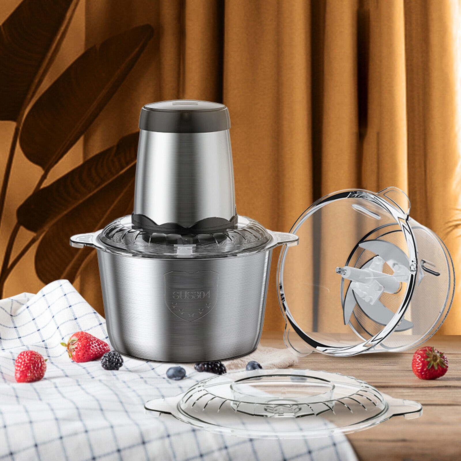 2L Electric Food Chopper Electric Stainless Steel Processor Meat Grinder Mixer