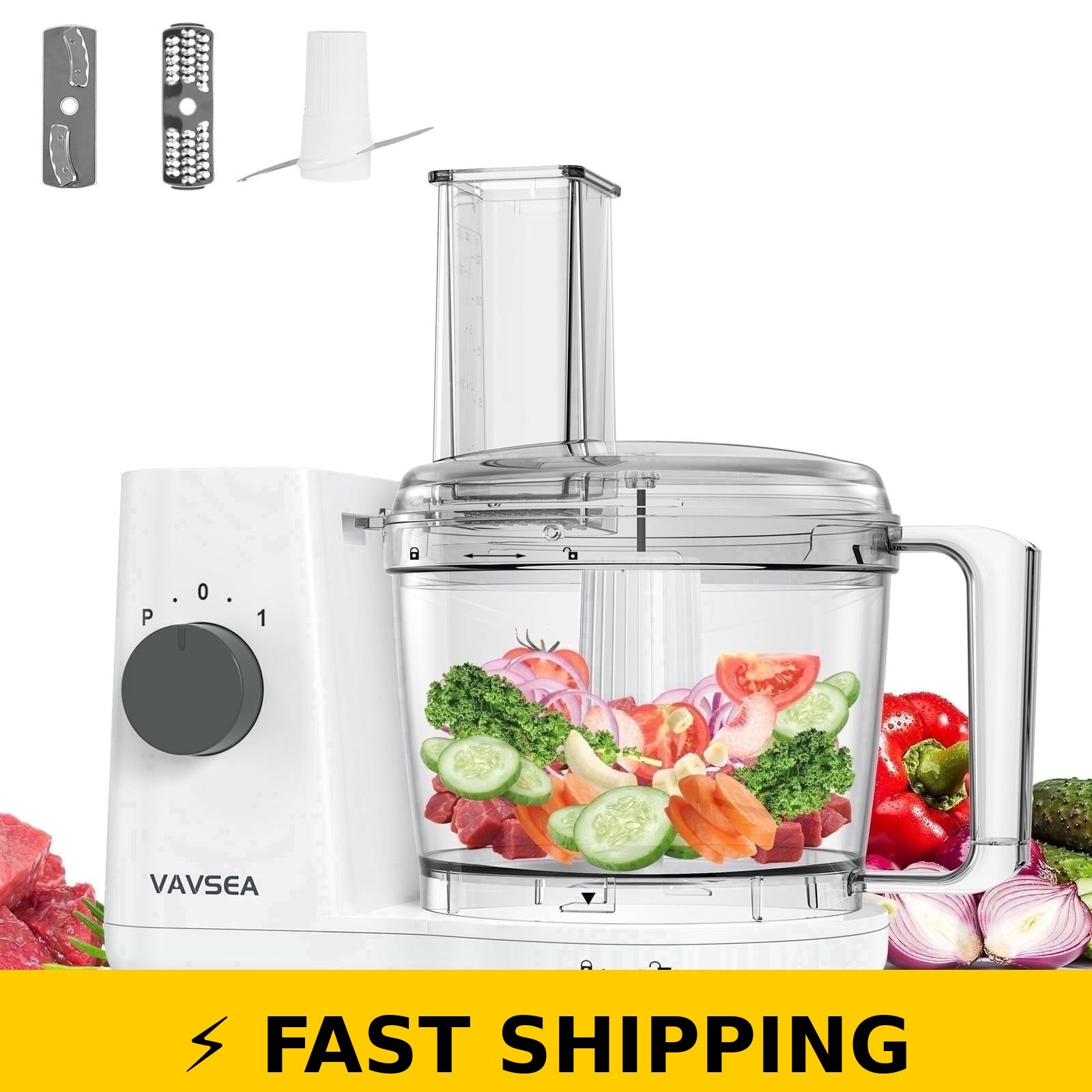 VAVSEA Food Processor Electric Chopper 6-Cup White