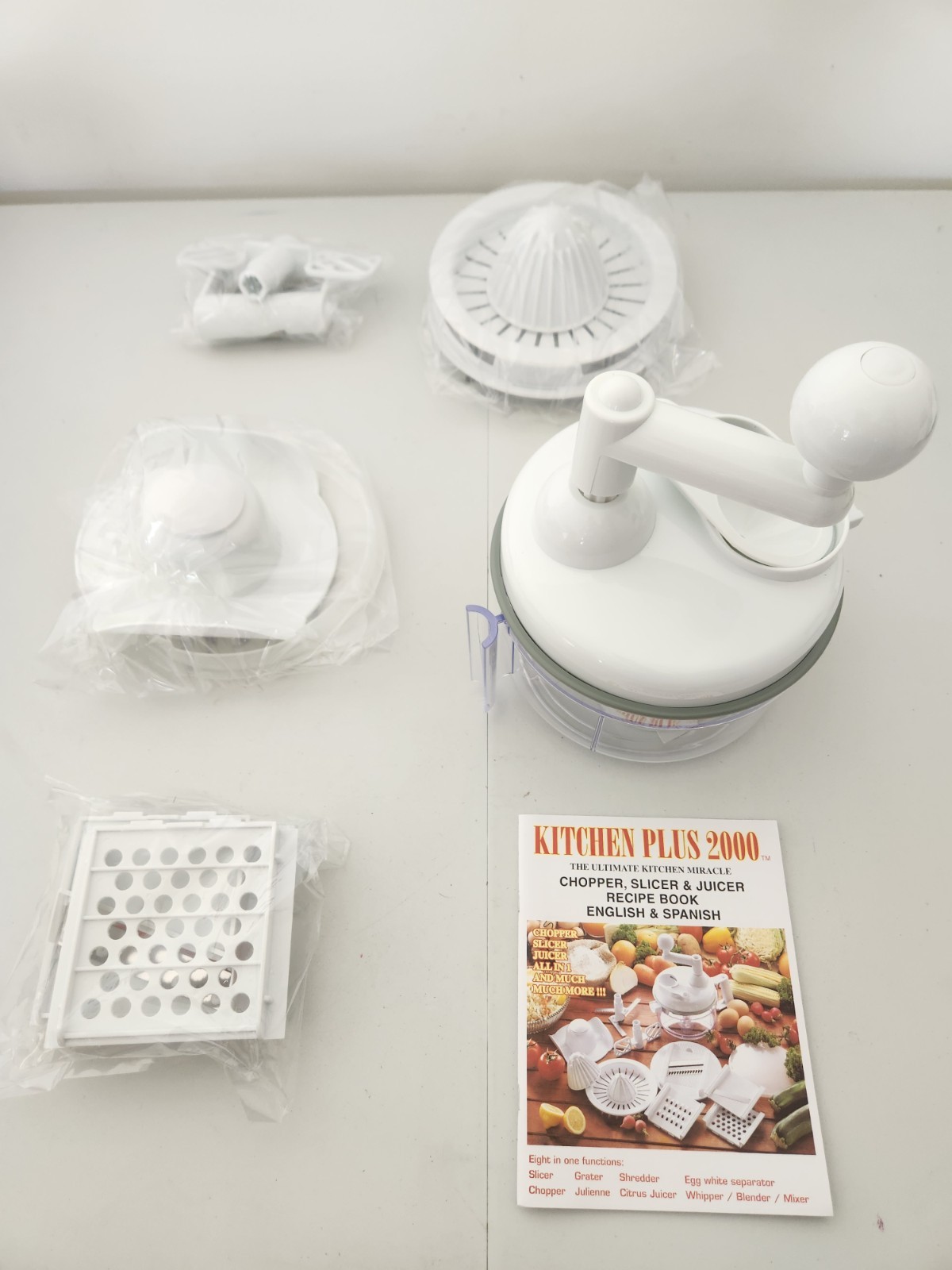 Kitchen Plus 2000 Manual Food Processor Chopper Slicer Open Box New Complete Kit