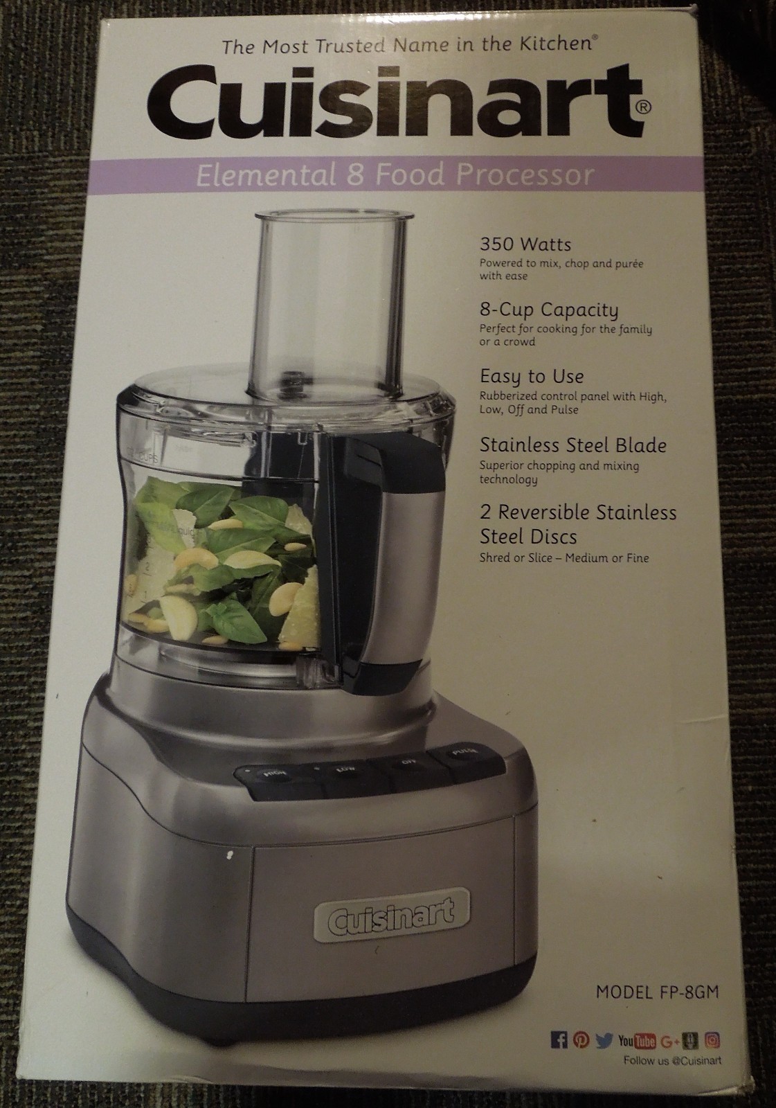 Cuisinart FP-8GM Elemental 8-Cup Food Processor – Gunmetal, New