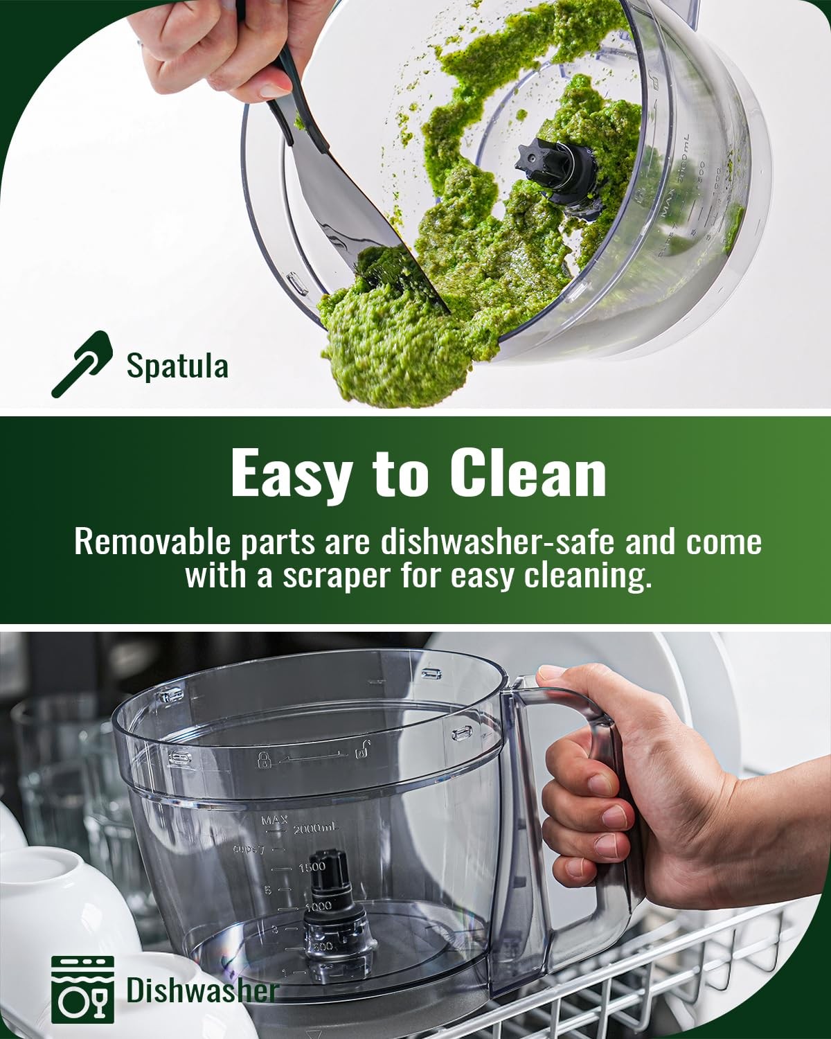 Food Processor, 4 Programs & Pulse,1000W Max Power,12 Cups Total Volume for S…