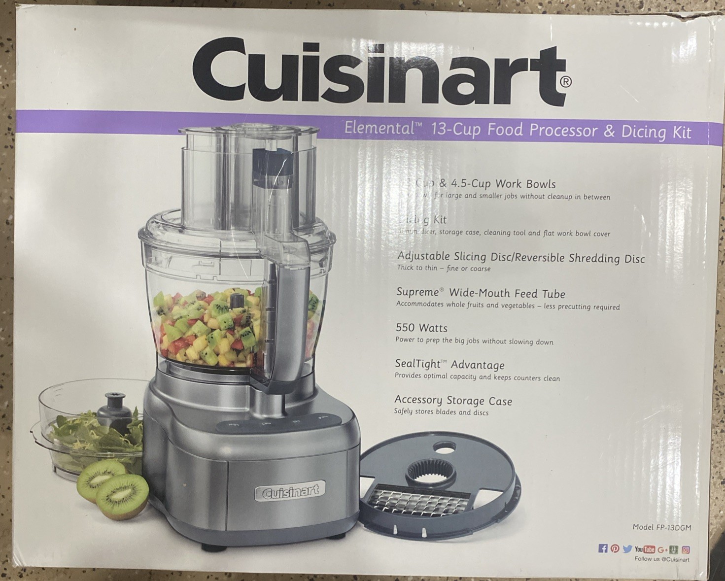 Cuisinart Elemental 13 Cup Food Processor with Dicing, Gunmetal – FP-13DGM