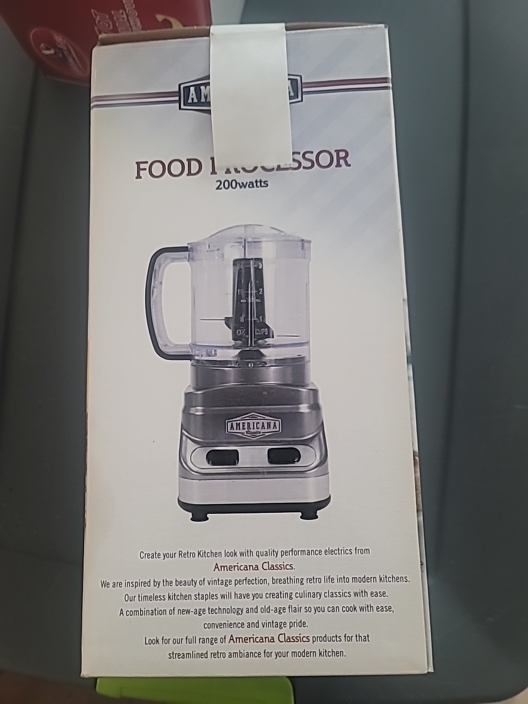 Americana Classics 3 Cup Food Processor 2-Speed SS Blades No Skid Seafoam Blue