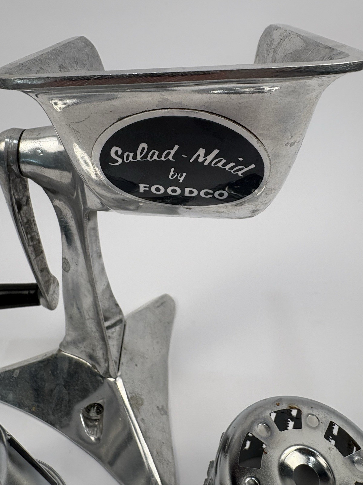 Vintage FOODCO Salad Maid Manual Crank Food Grater With 2 Cones Made In USA