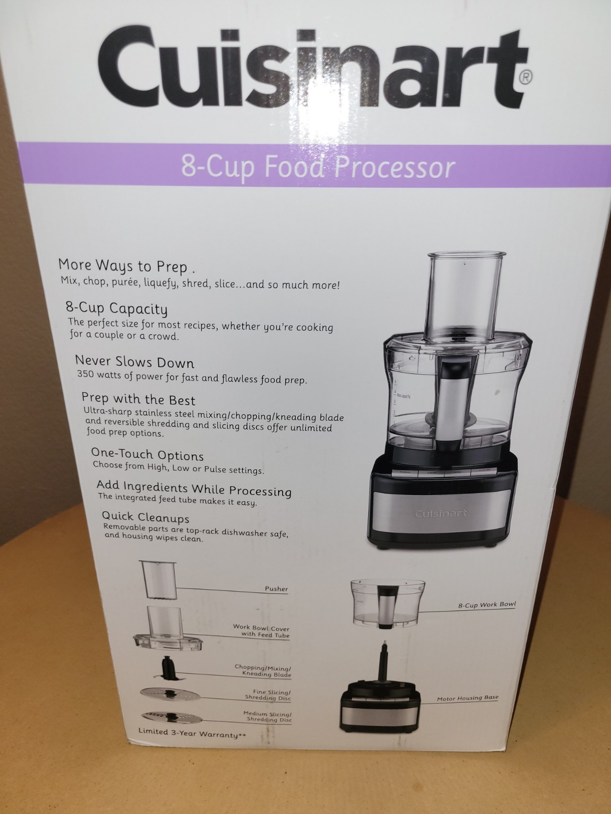 Cuisinart CFP-8BK 8-Cup Food Processor Stainless/Black 120V 350W New In Box