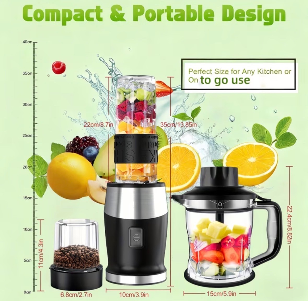 22000RPM High-Power Stand Mixer, Large Capacity Blender 3-in-1 Food Processor