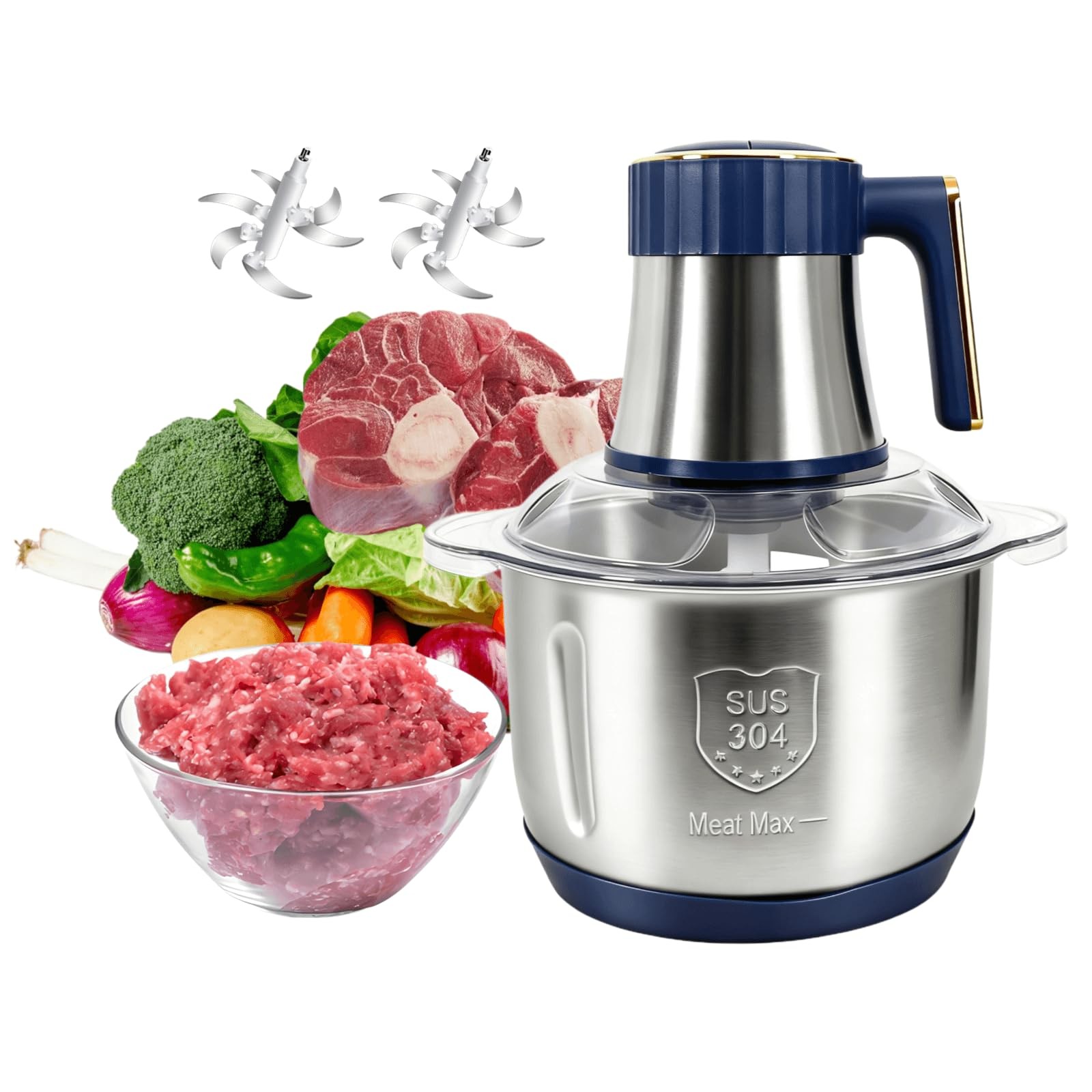 Food Processor,5-Speed Electric Food Chopper,Meat Grinder 5L(20Cups) with Two…