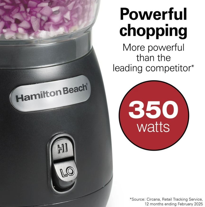 Hamilton Beach Stack & Press 2 Speed Food Chopper & Mini Food Processor, 3-Cup