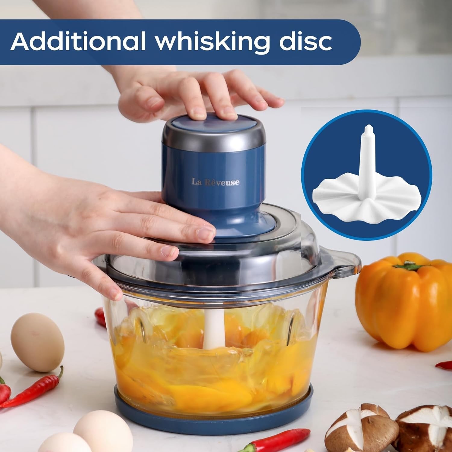 Food Processor,Electric Food Chopper with 7-Cup 1.7L Glass Bowl, 4 Bi-Level B…