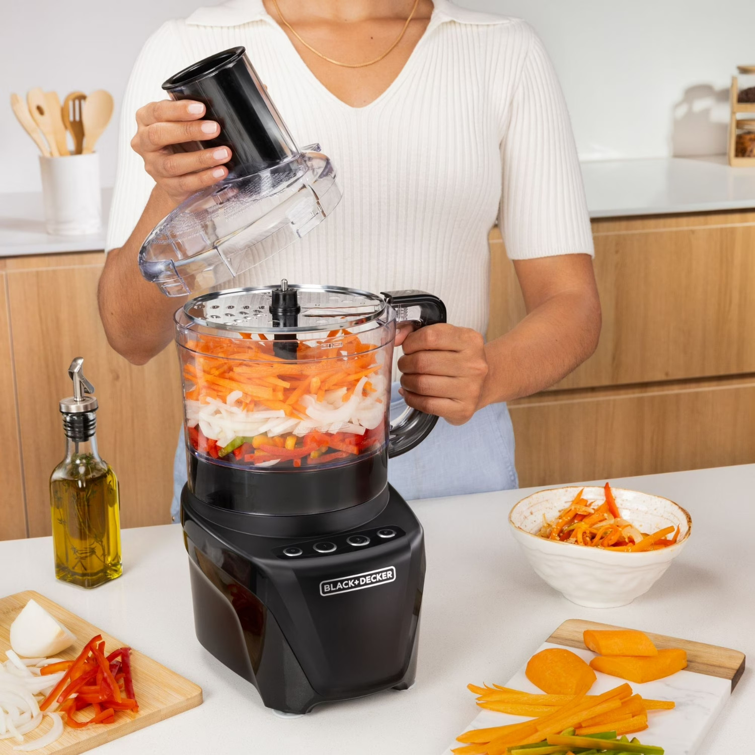 BLACK+DECKER 8 Cup Food Processor 2 Speeds Pulse Chop Slice Shred 850W
