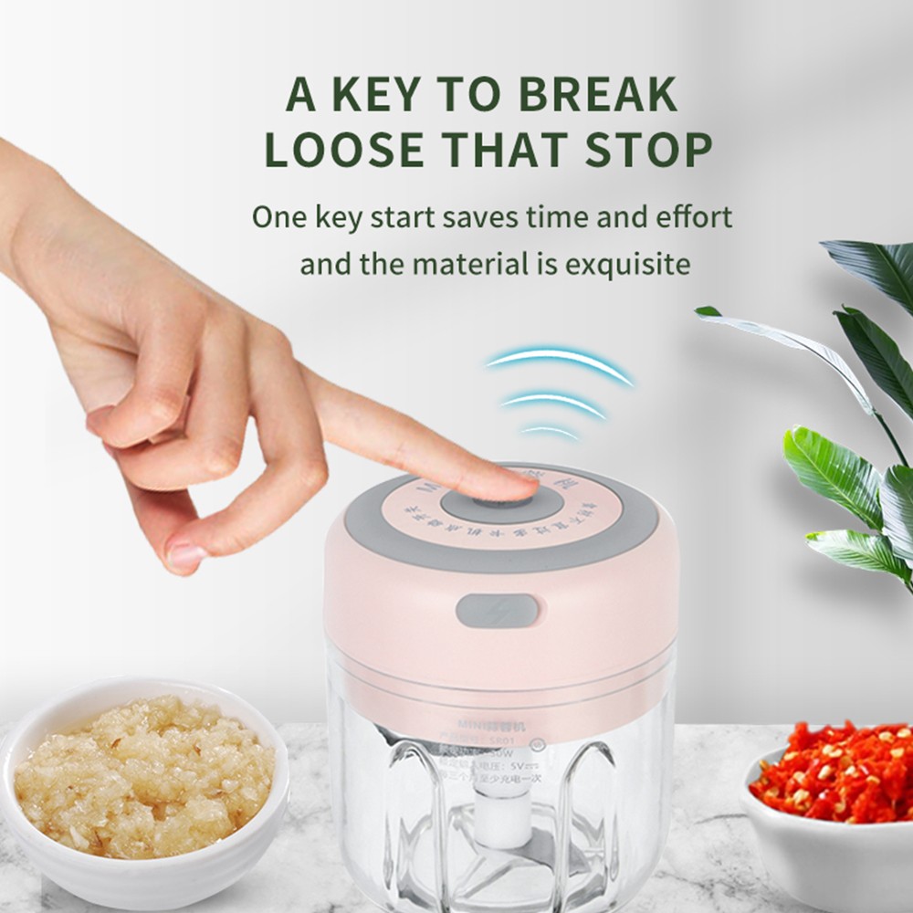 Mini Electric Garlic Chopper USB Charging Ginger Masher Machine Sturdy Durable