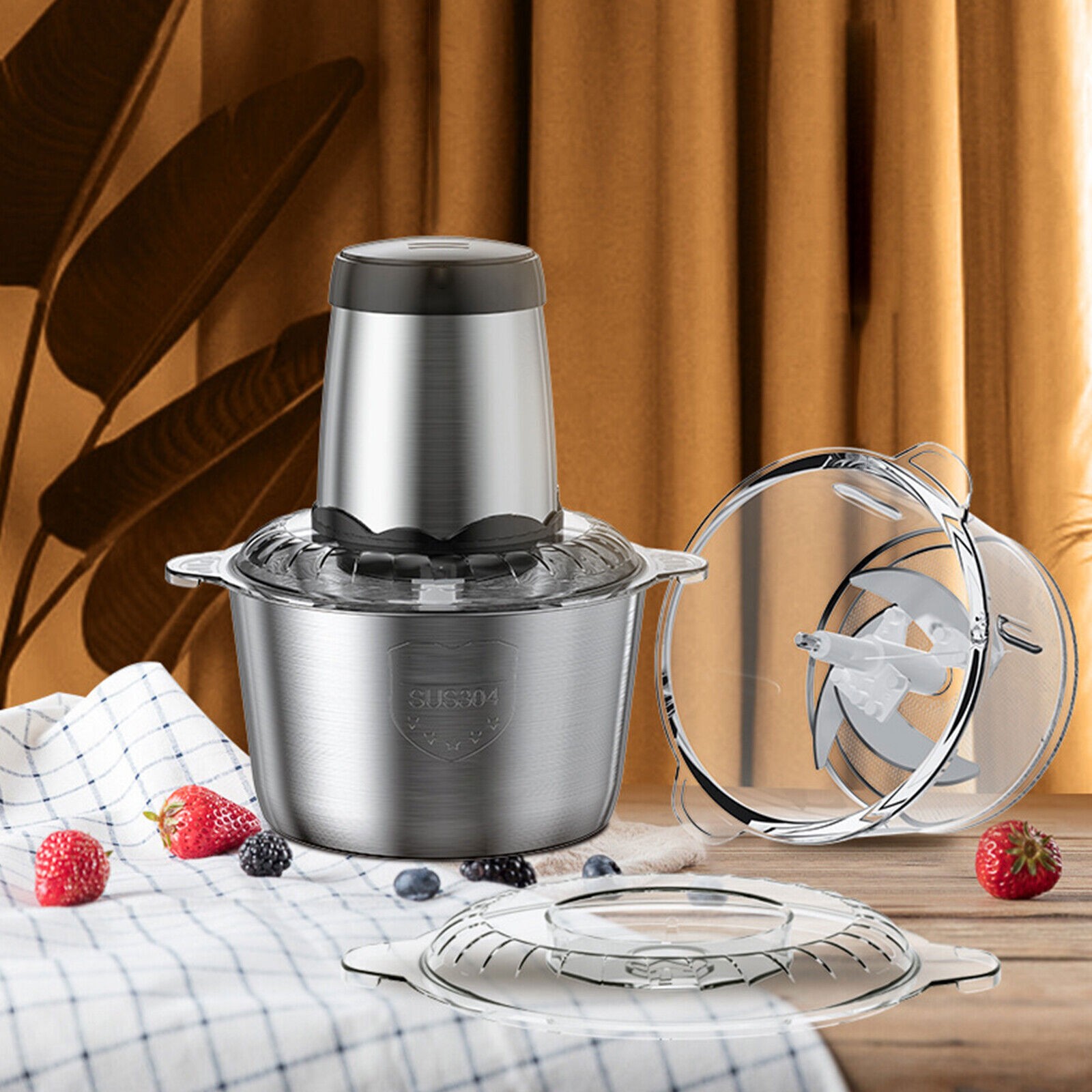 2L Electric Food Chopper Electric Stainless Steel Processor Meat Grinder Mixer