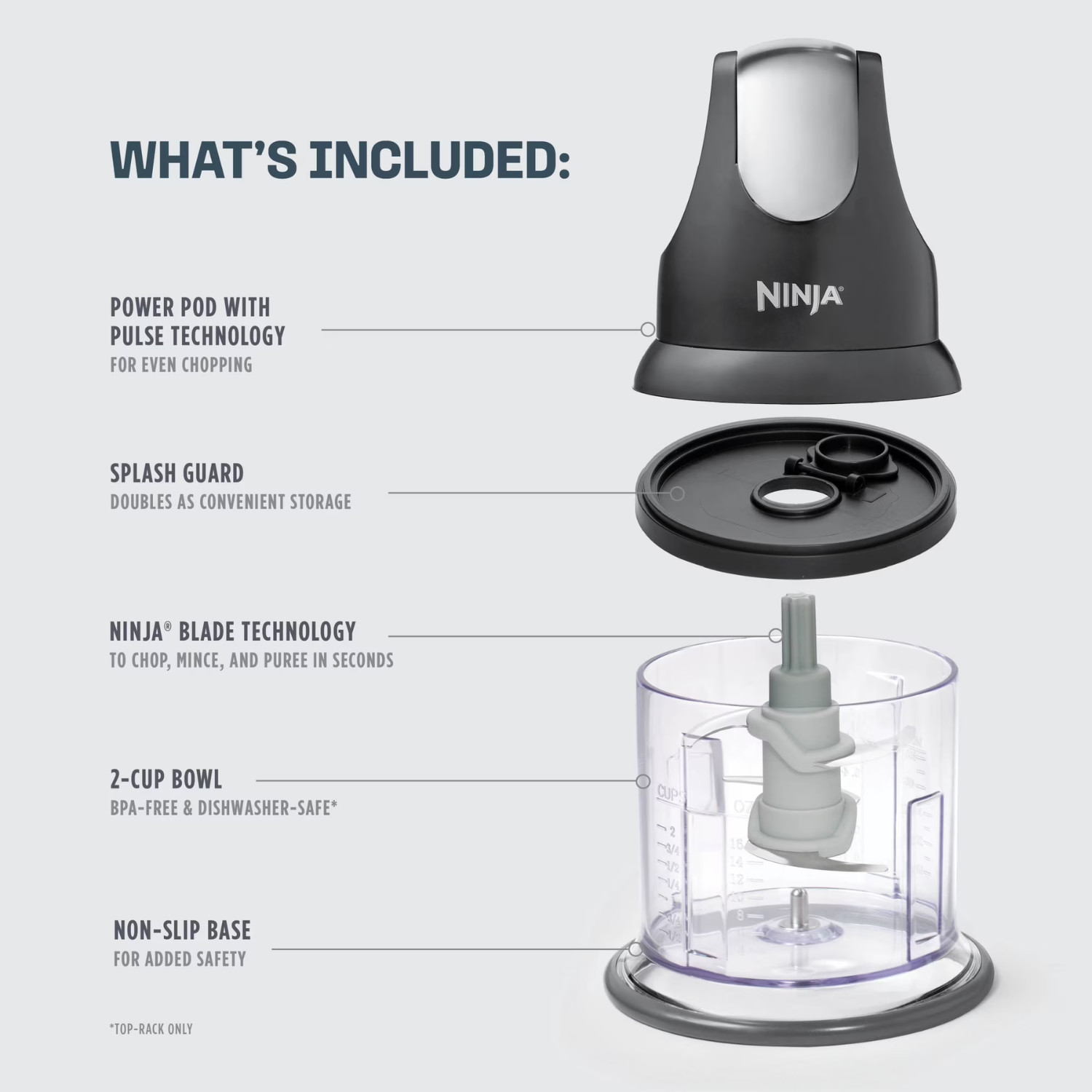 Ninja Express Chop NJ100WM 16 oz Food Chopper One-Touch Pulse Black