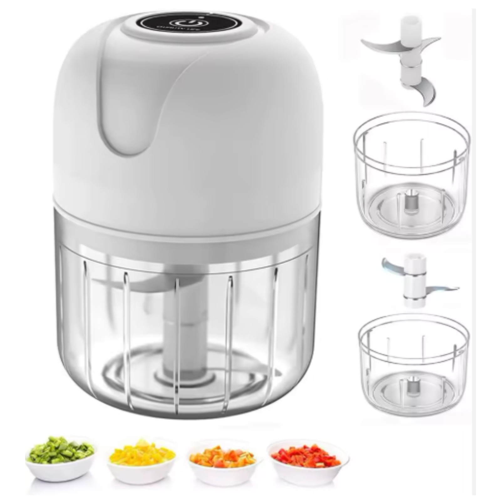 Electric Garlic Chopper Mini Portable Grinder and 3 pcs Silicon Peel Tube 250ML