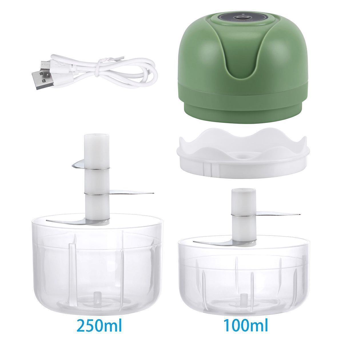 Electric 250ML +100ML Garlic Press Chopper Chili Onion Meat Mincer Blender Mixer