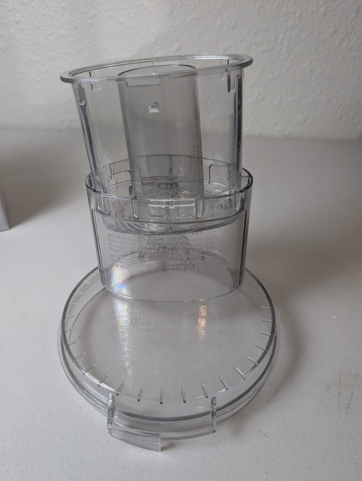 Cuisinart DLC-7 Food Processor Lid DLC-017BGTX & Chute Pusher Assembly Clear