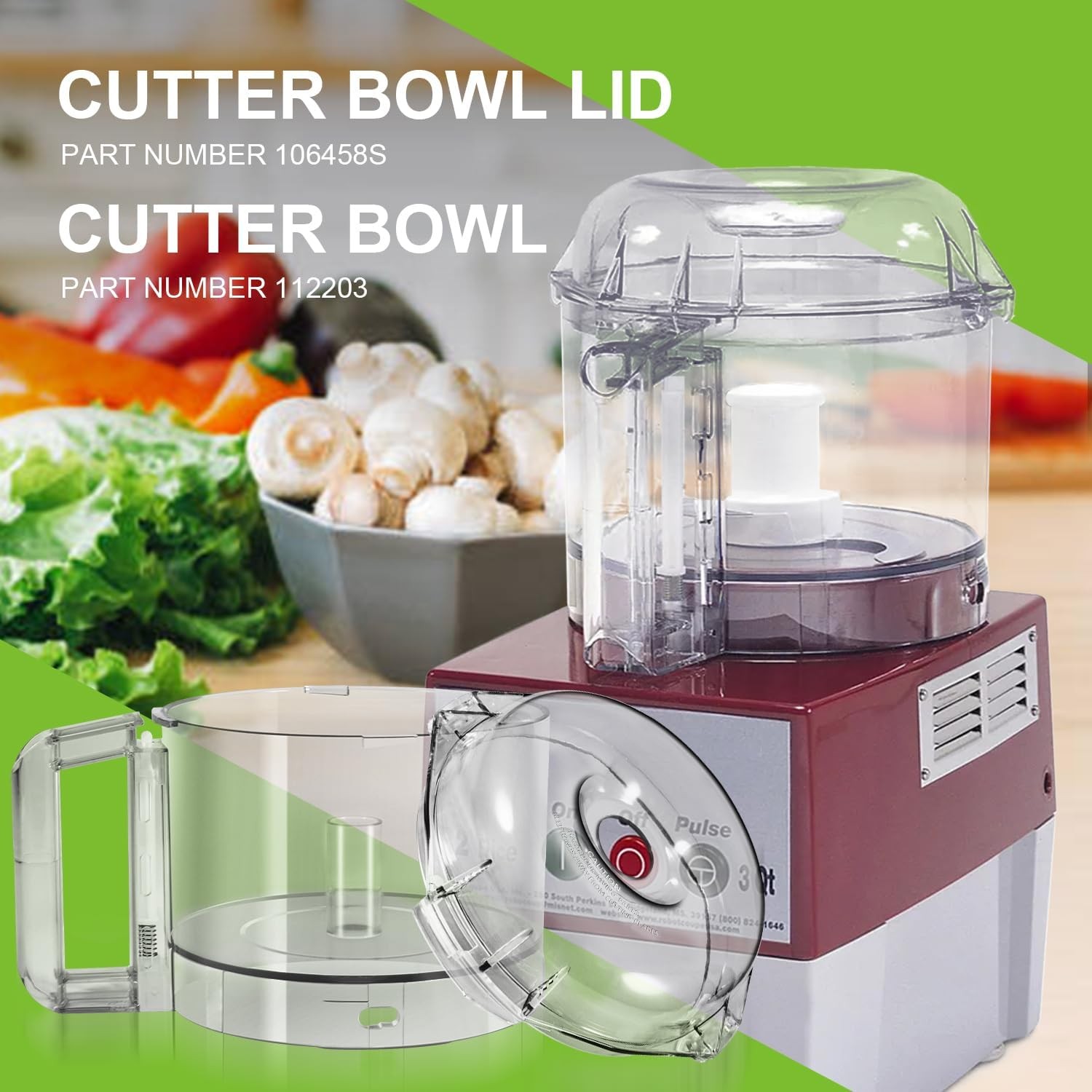 106458S Cutter Bowl Lid and 112203 Cutter Bowl for Robot Coupe R2 Food Processor