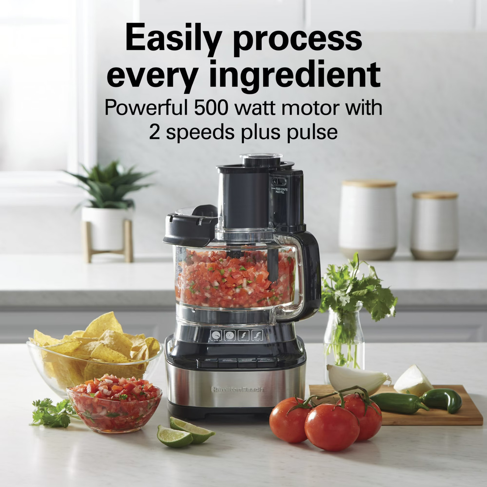 Hamilton Beach 10 Cup Food Processor Chopper Stack & Snap Bowl Scraper Black