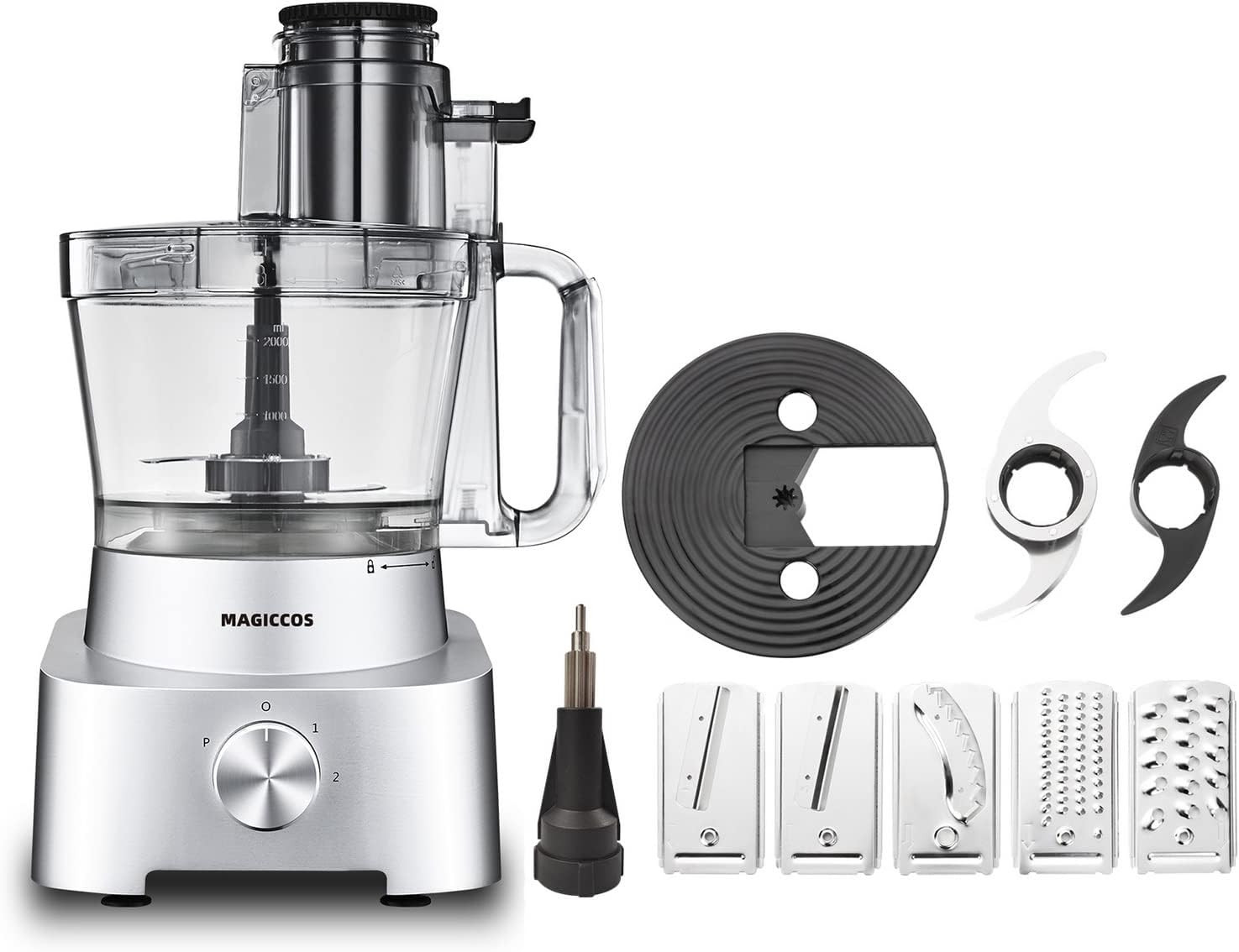 14-Cup Aluminum-Diecast Food-Processor – XL Bowl, Large Chute, 800W Motor & Silv