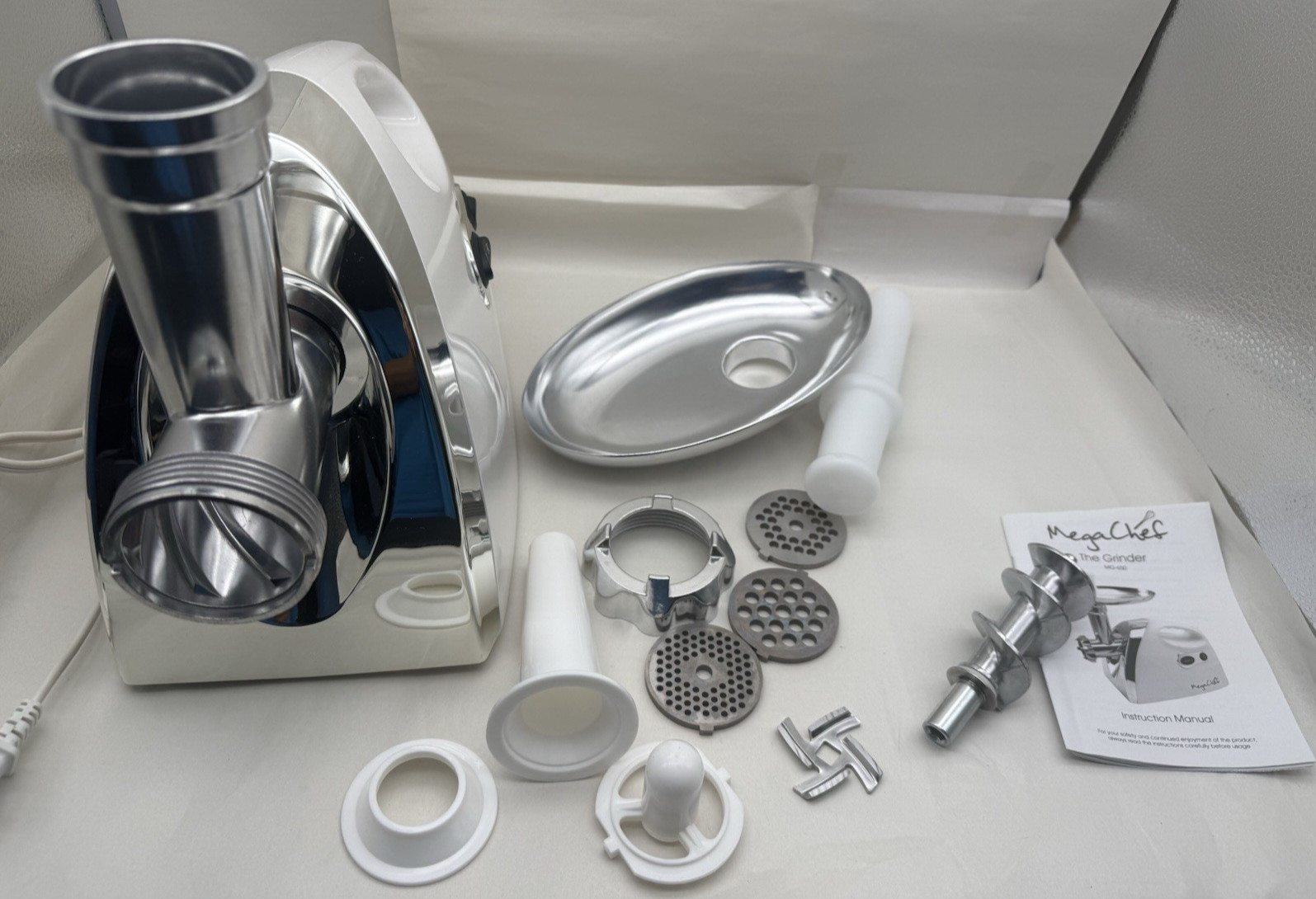 Mega Chef MG650 1200 Watt 110V Powerful Automatic Meat Grinder Stainless *READ