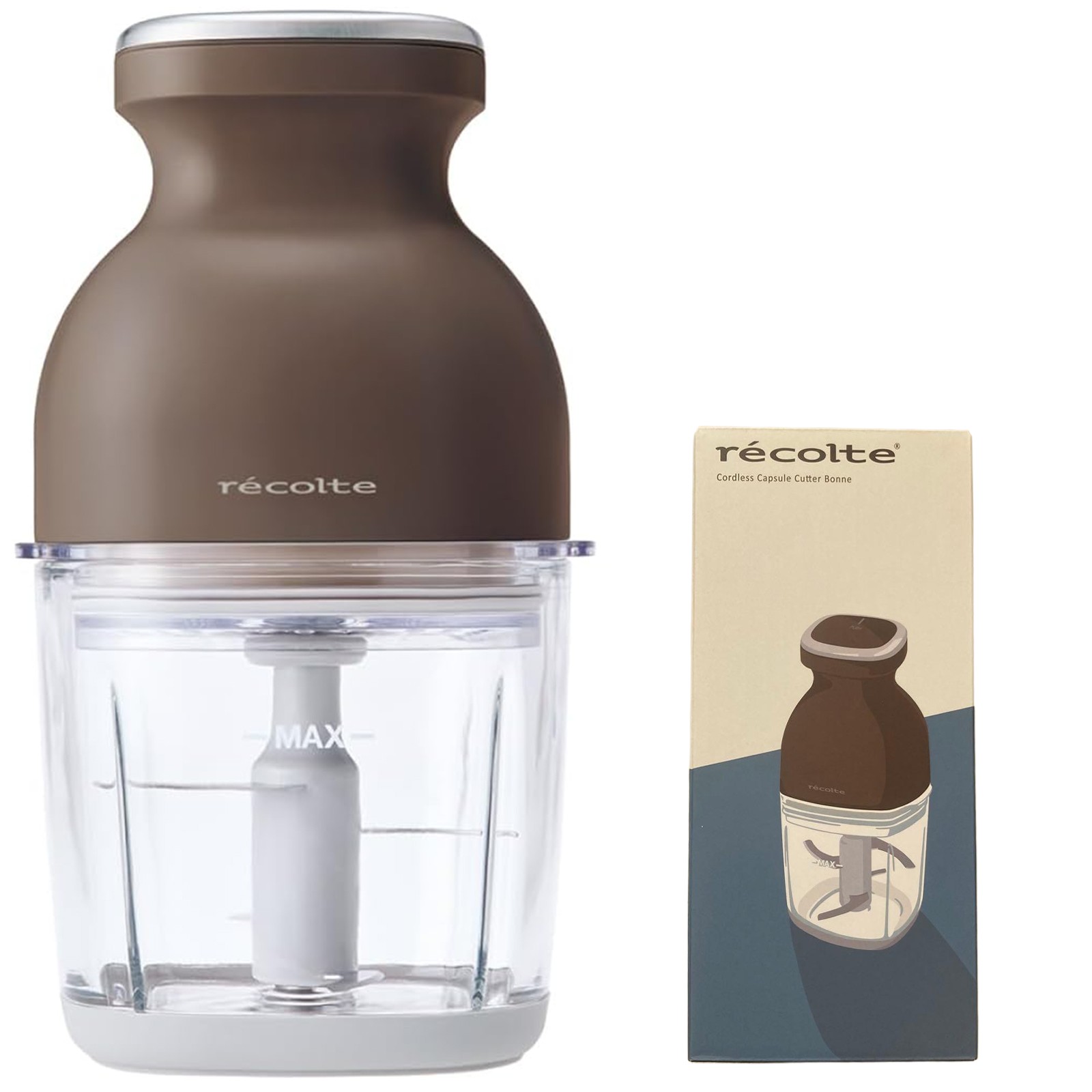 Recolte Bonne RCP-7 (BR) Mocha Brown Cordless Capsule Cutter 8-in-1 Chopper