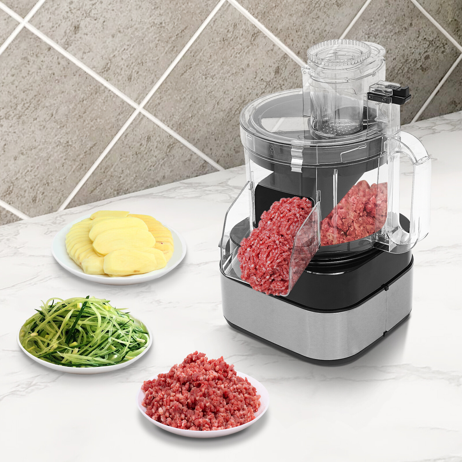 5in1 Commercial Food Processor Electric Vegetable Dicer Chopper Meat Grinde 600W