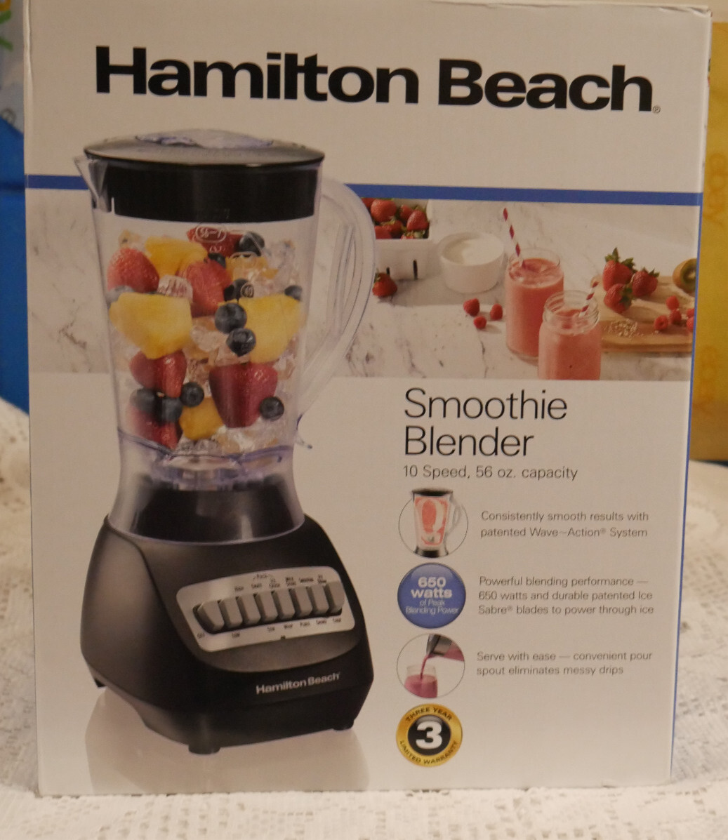 The Hamilton Beach 50190 blender boasts 10-speed / large 56 oz. BPA