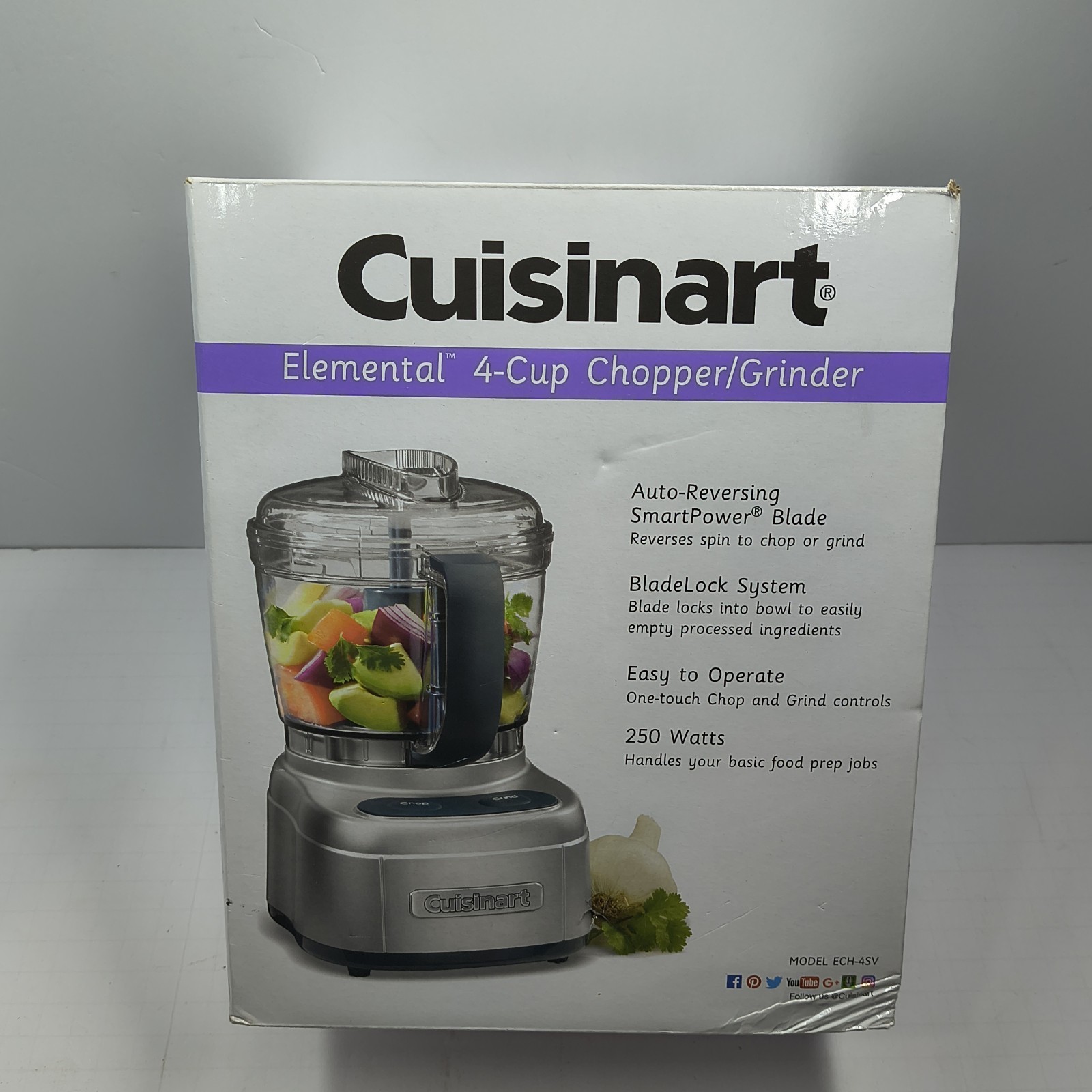 Cuisinart Elemental 4-Cup Chopper Grinder Brushed Chrome Silver