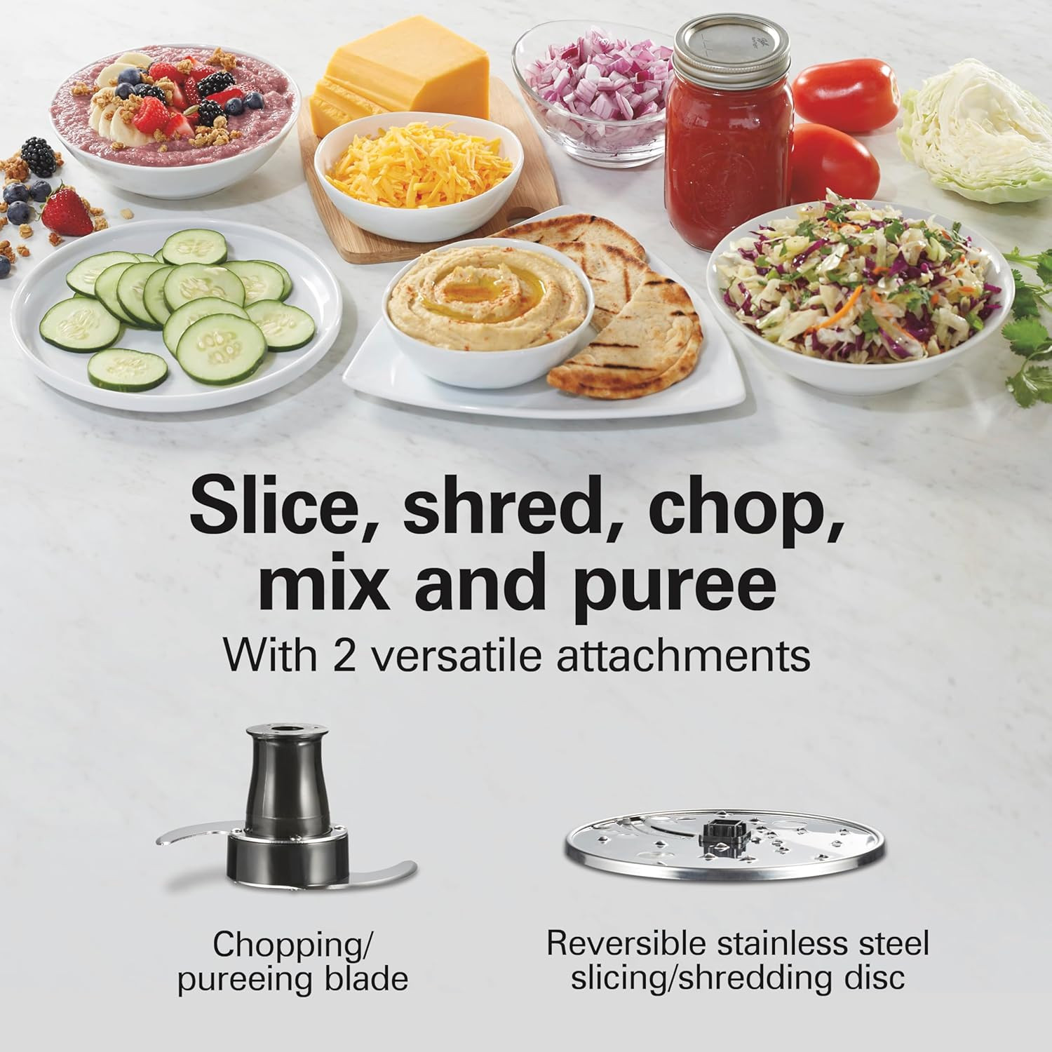 Stack & Snap Food Processor and Vegetable Chopper, BPA Free, Stainless Steel Bla