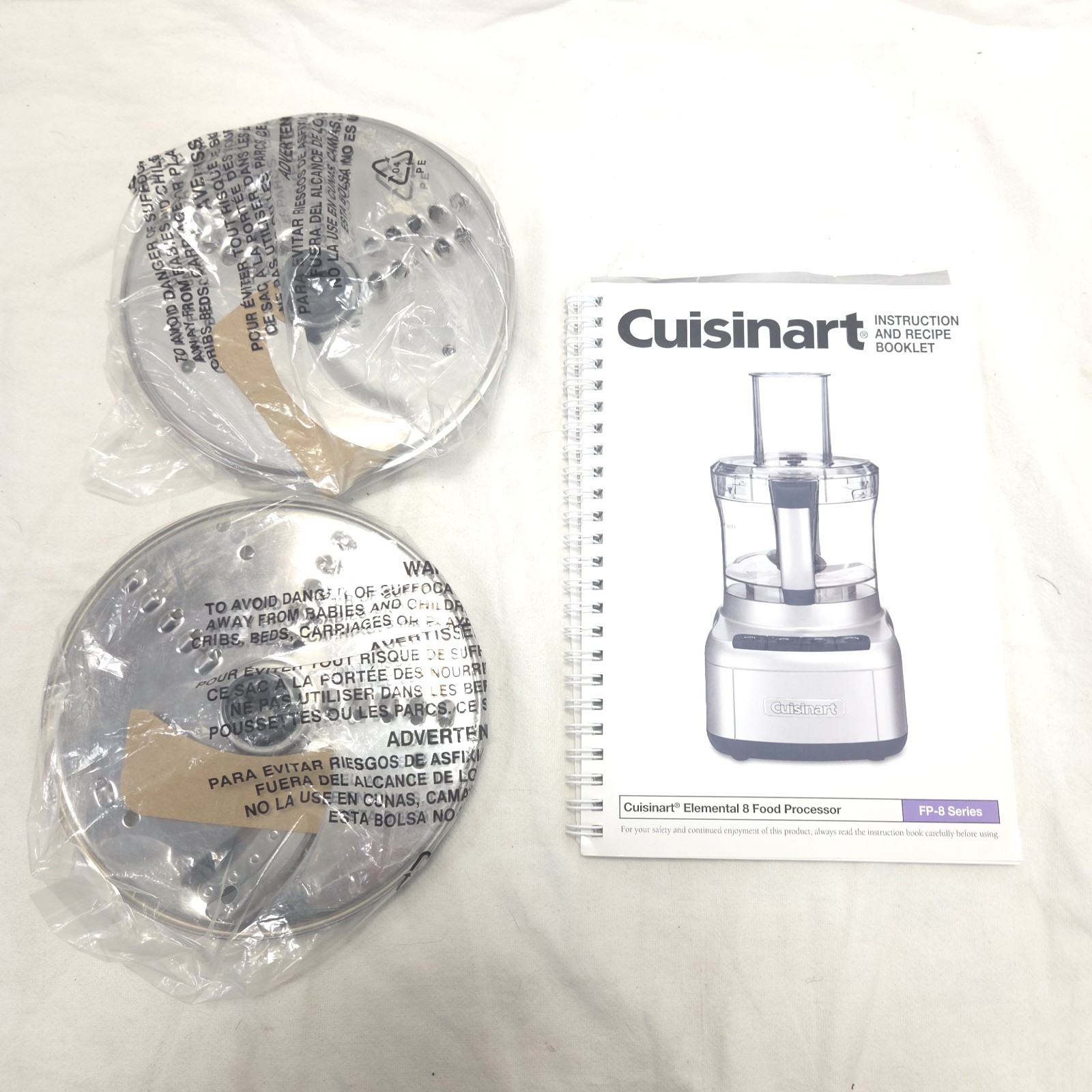 Cuisinart 8-Cup Food Processor FP-8 Manual & Slicing Blades Fine FP-8FD & Medium